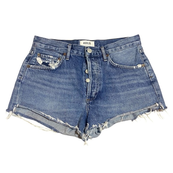 AGOLDE Parker Vintage Distressed Cut Off Jean Shorts Sz 30 100% Organic Cotton - Picture 1 of 6